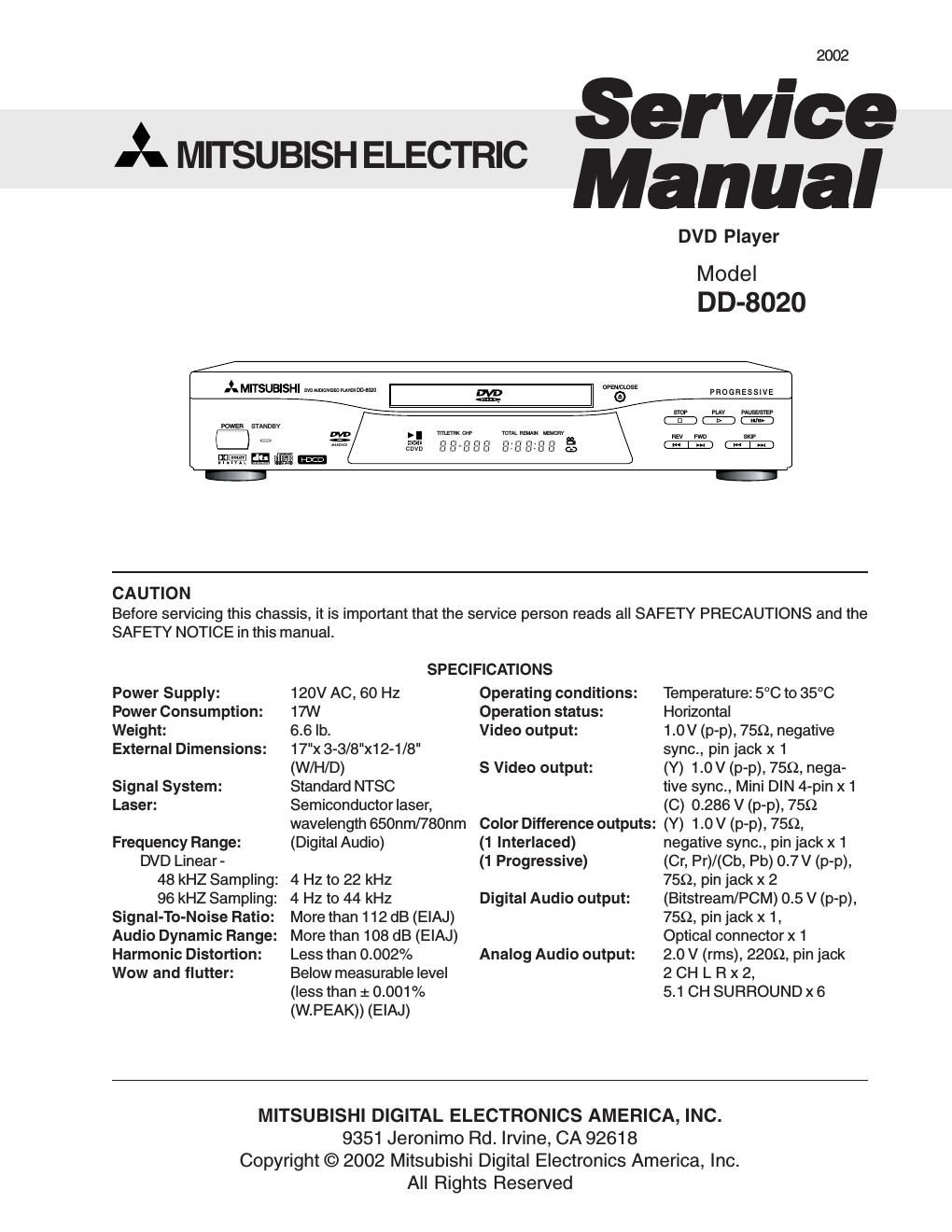 mitsubishi dd 8020 service manual
