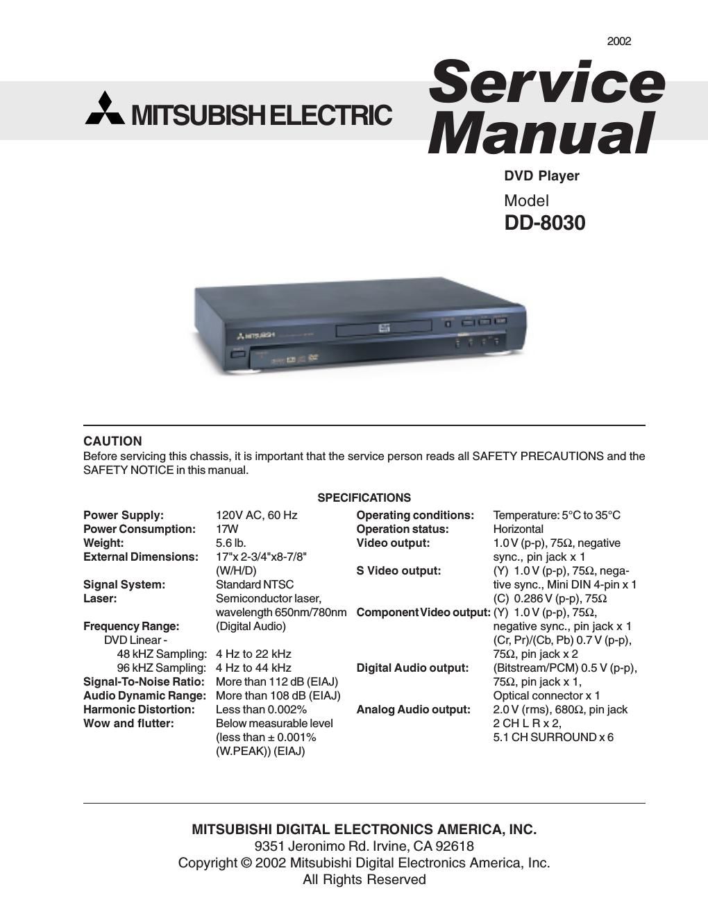 mitsubishi dd 8030 service manual