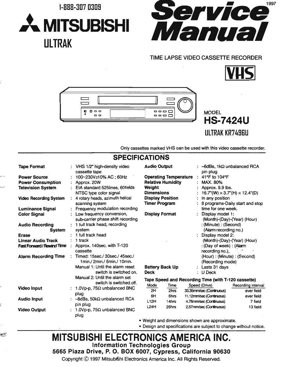 mitsubishi hs 7424 u service manual