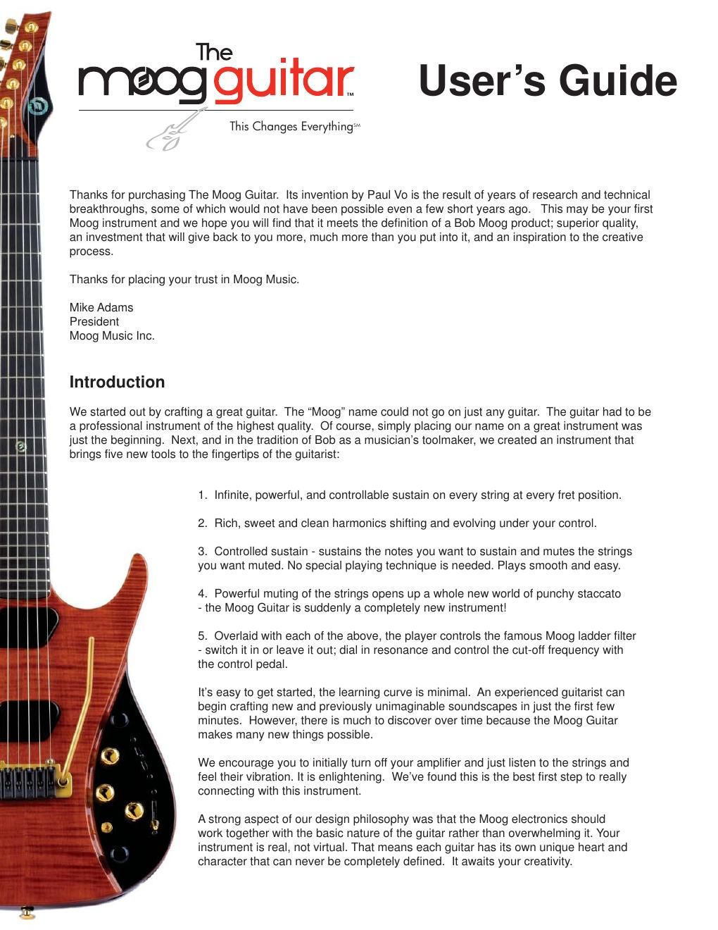 moog guitar owner manual