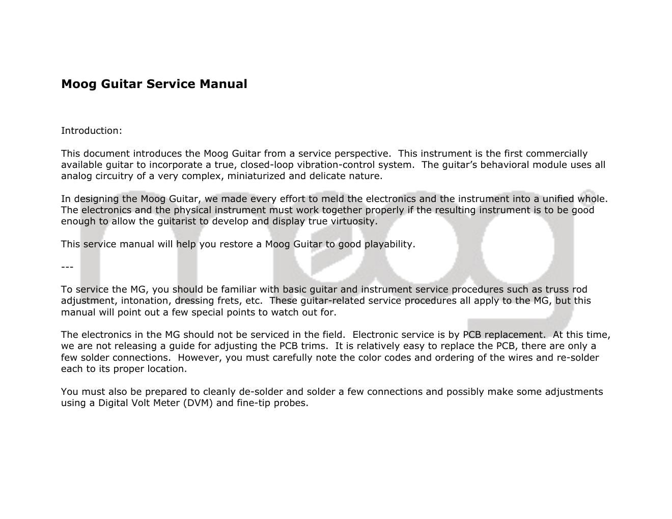 moog guitar service manual