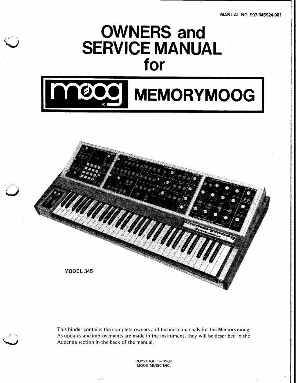 moog memorymoog owners manual