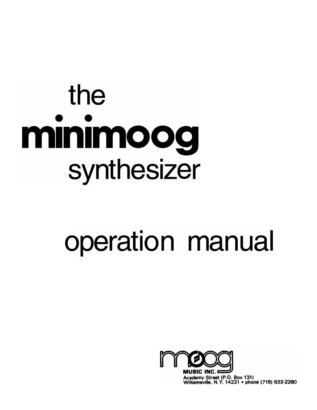moog minimoog operation manual