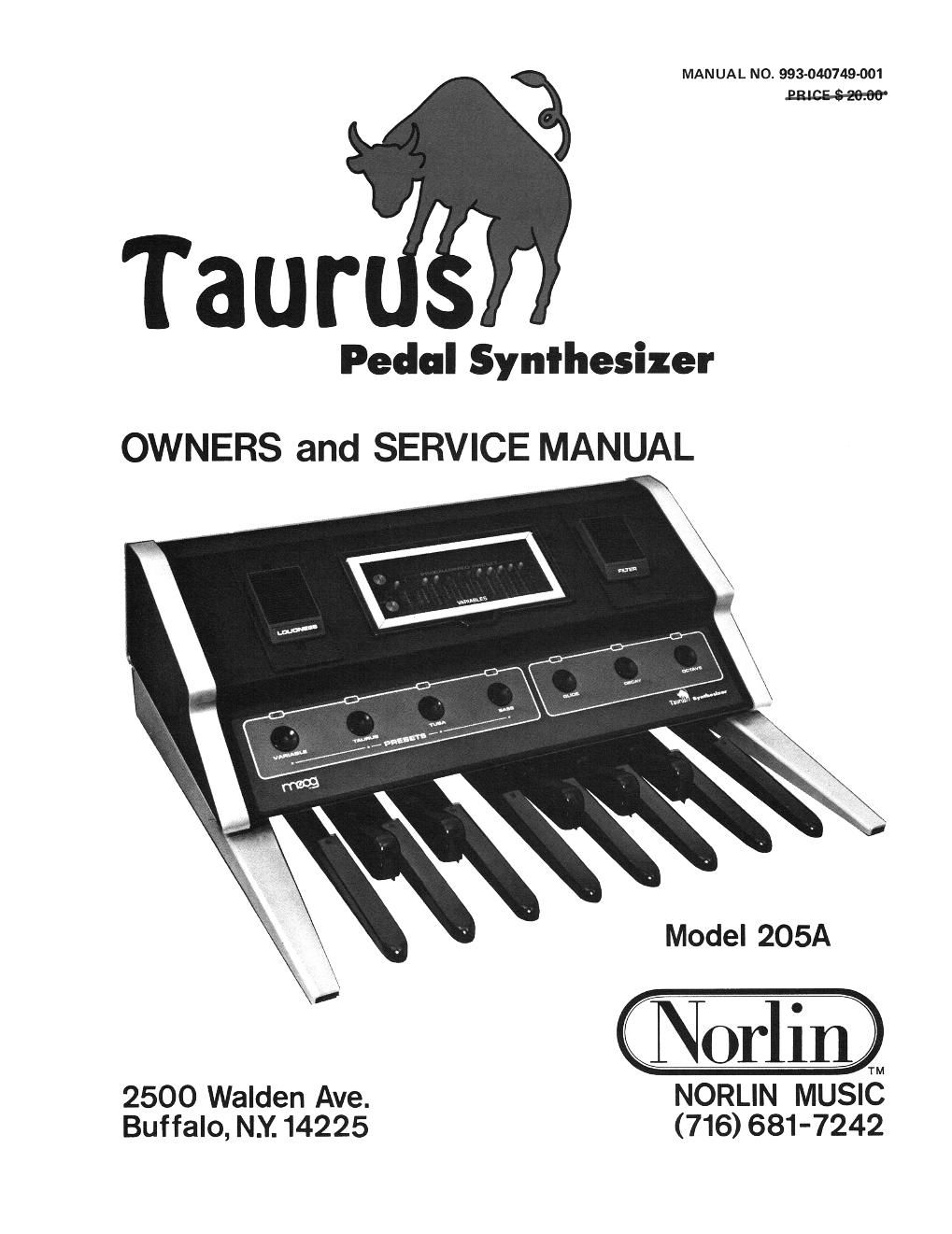 moog taurus owner service manual