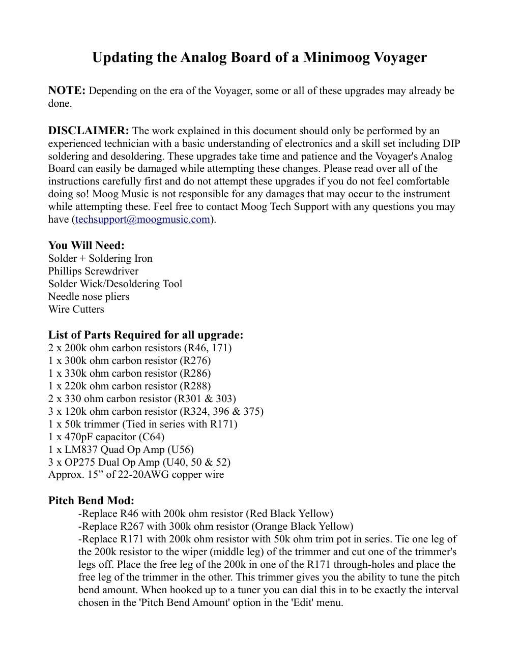 moog voyager notice document