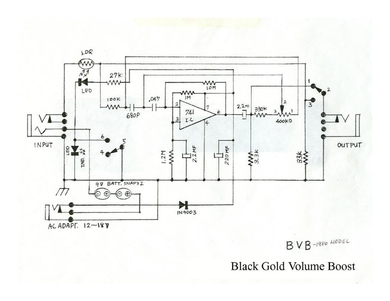 Morley BVB Volume Boost Schematic