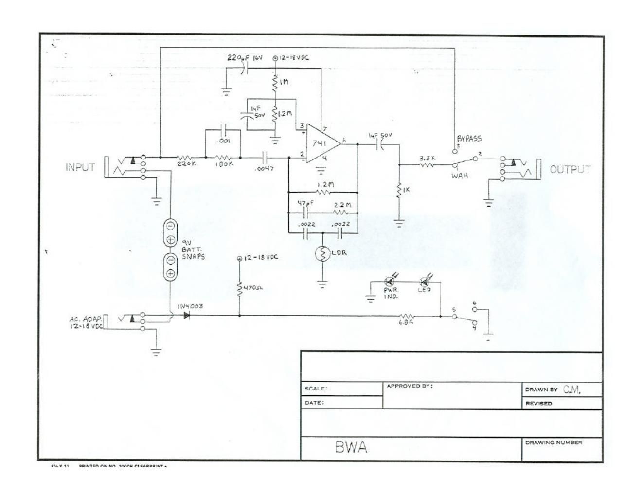 Morley BWA Wah Schematic