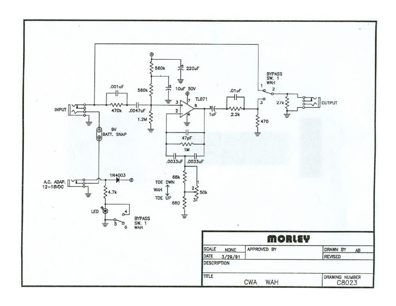 Morley CWA Compact Wah Schematic