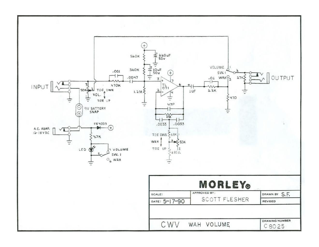 Morley CWV Compact Wah Volume Schematic