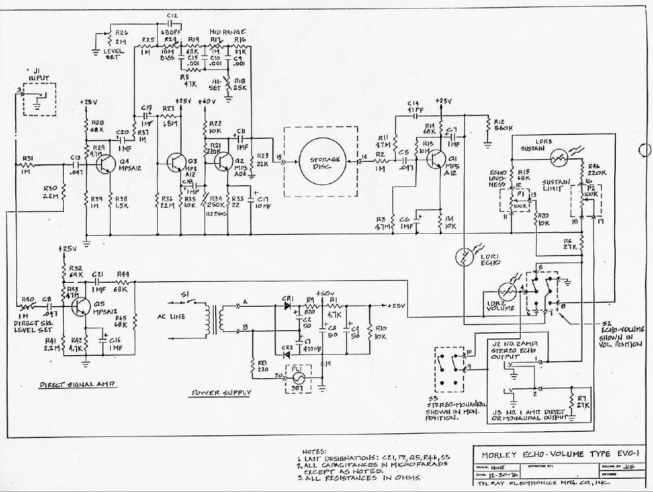 Morley EVO 1 Echo Volume Oil Can Schematic