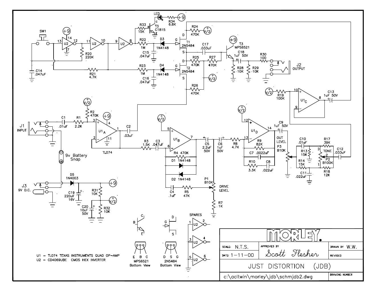 Morley JDB Just Distortion Box Schematic