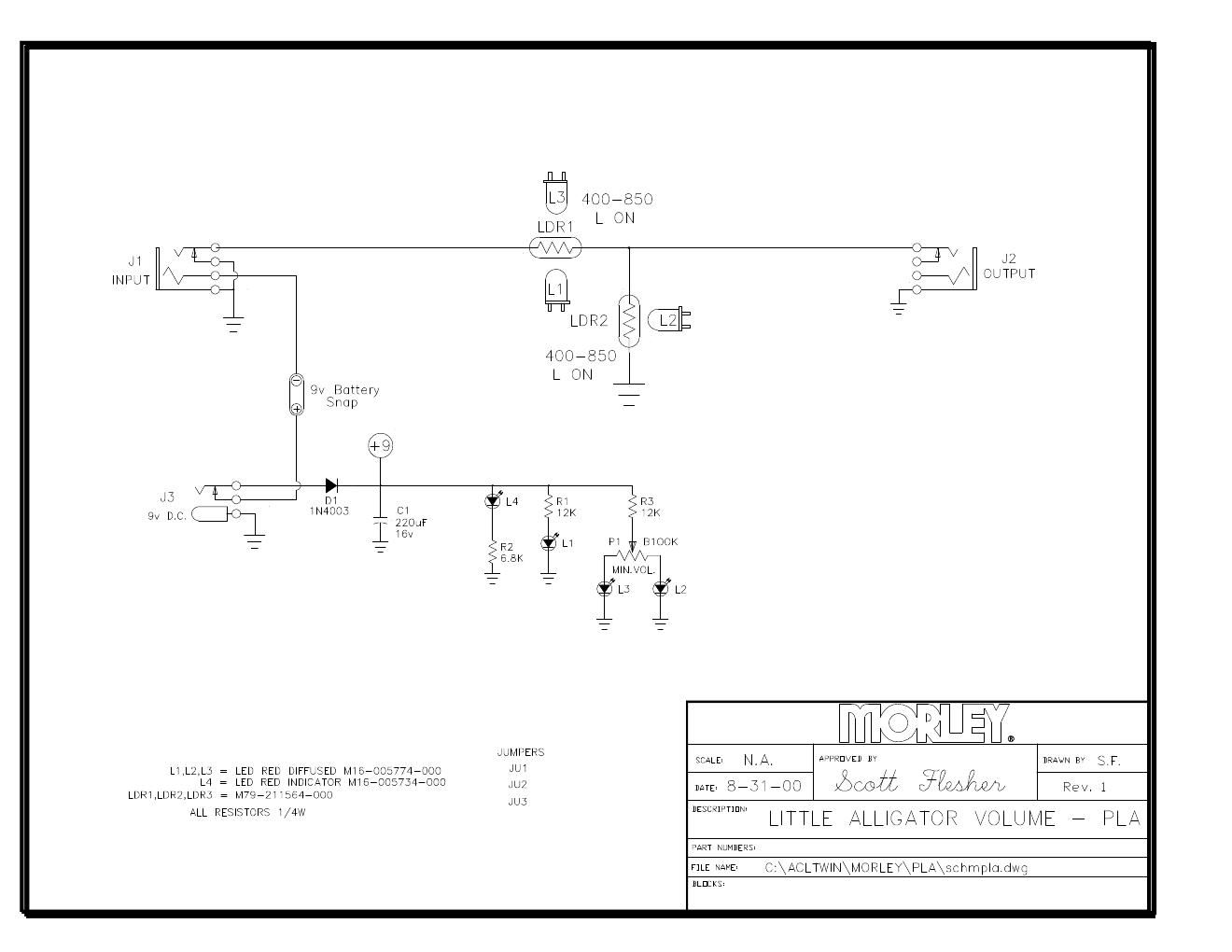 Morley PLA Little Alligator Volume Schematic