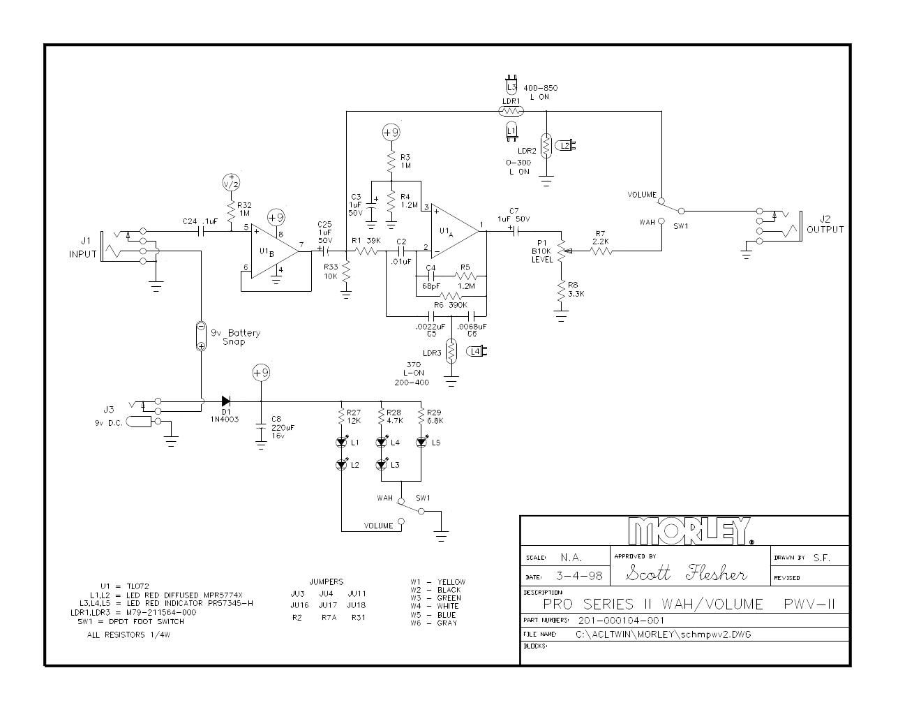 Morley PVW II Pro Series II Wah Volume Schematic