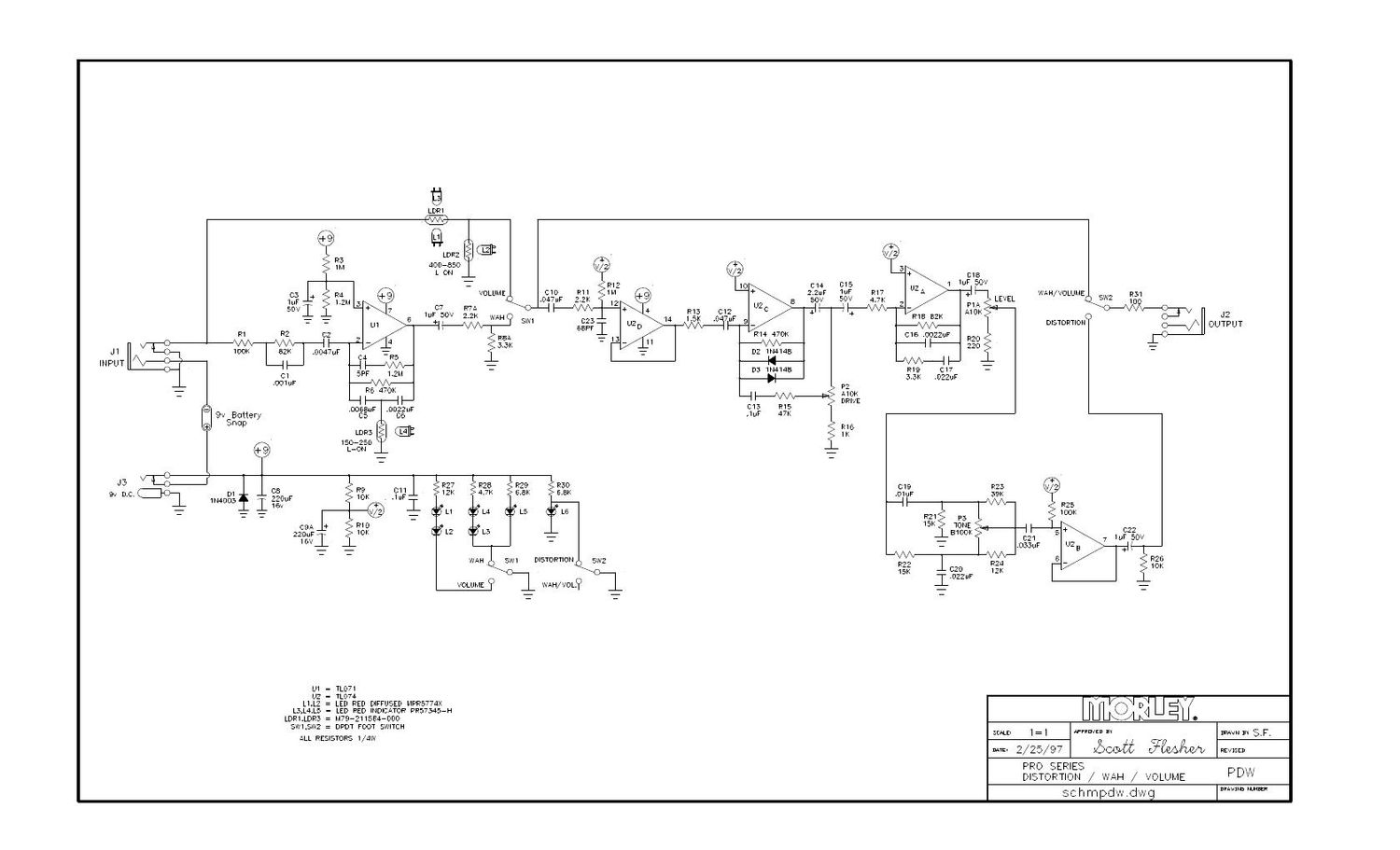 Morley PVW Pro Series Wah Volume Schematic