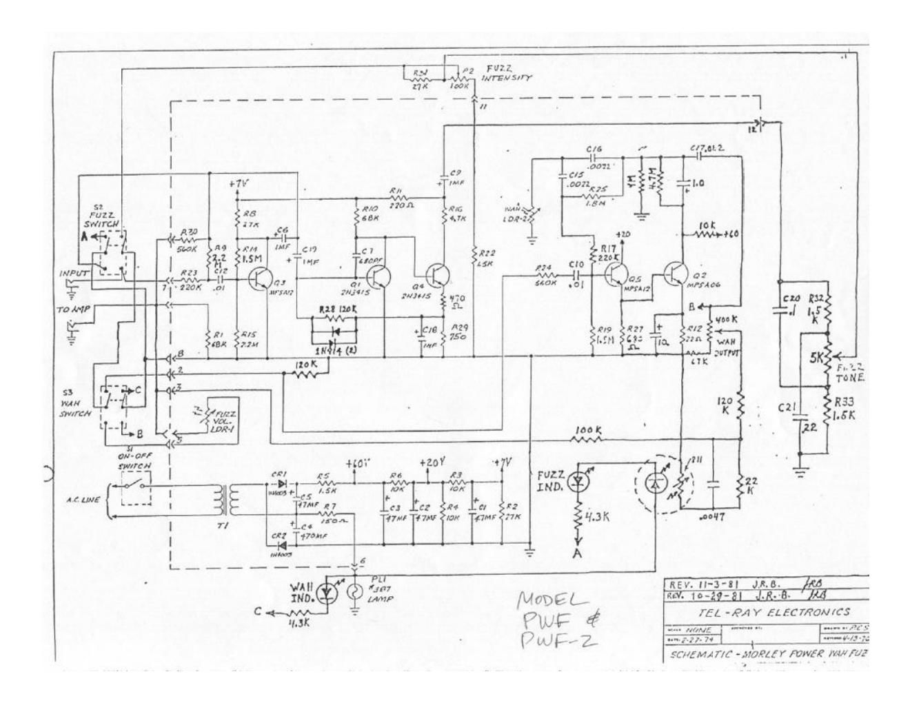 Morley PWF Wah Fuzz Schematic