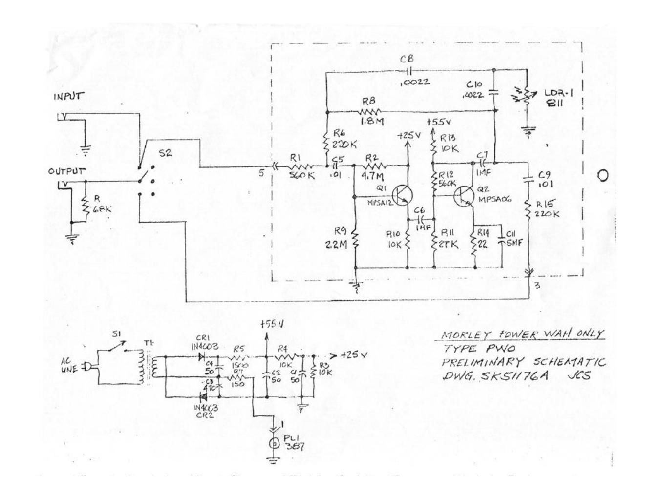 Morley PWO Power Wah Schematic