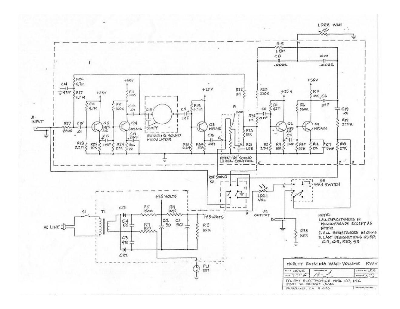 Morley RWV Rotating Wah Volume Schematic