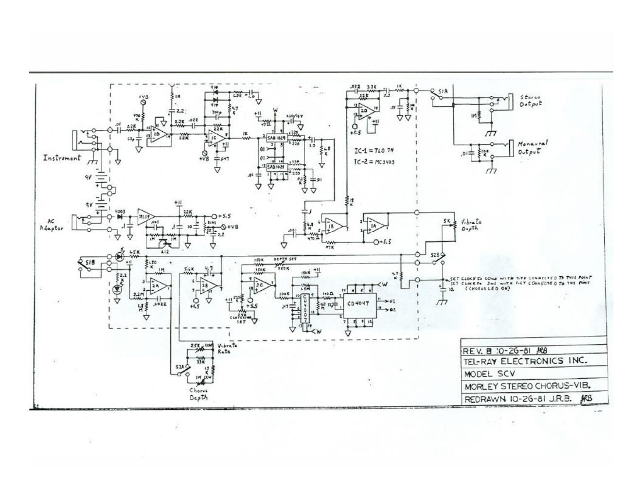 Morley SCV Stereo Chorus Vibrato Schematic