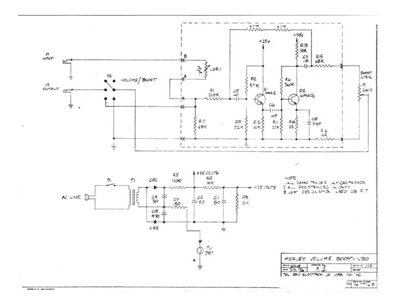 Morley VBO Volume Boost Schematic