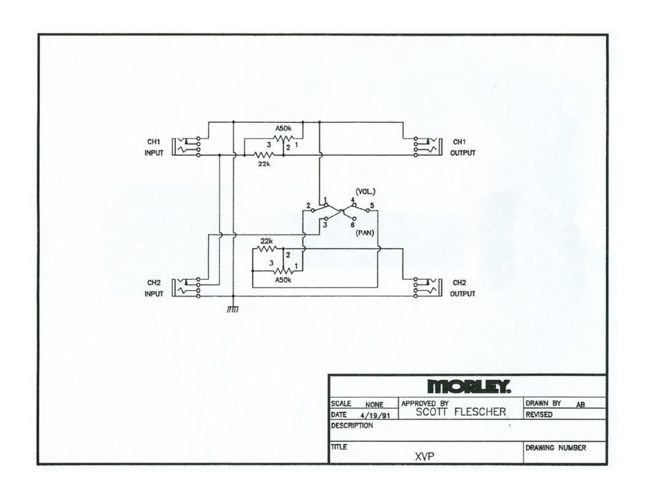 Morley XVP Stereo Volume Panner Schematic