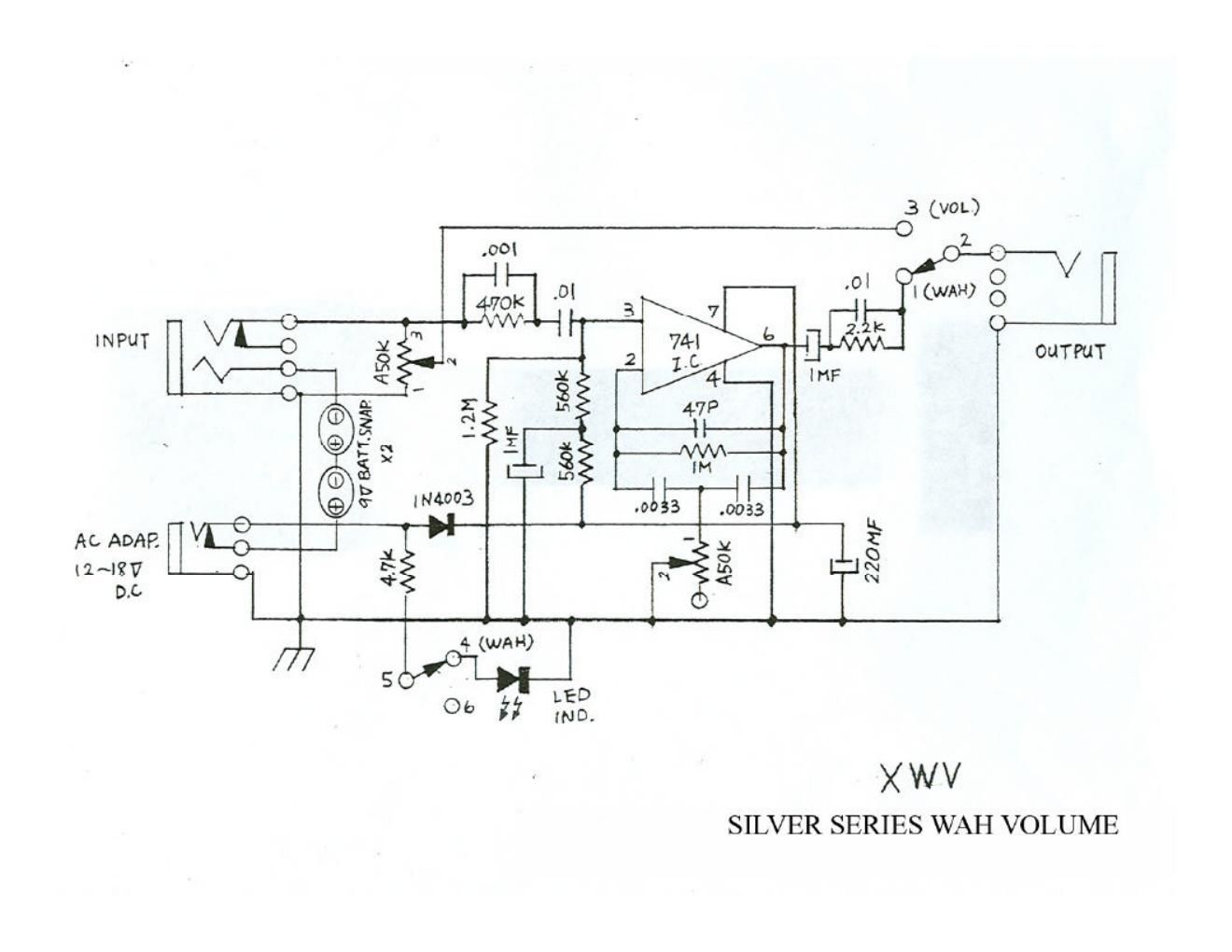 Morley XWV Silver Series Wah Volume Schematic