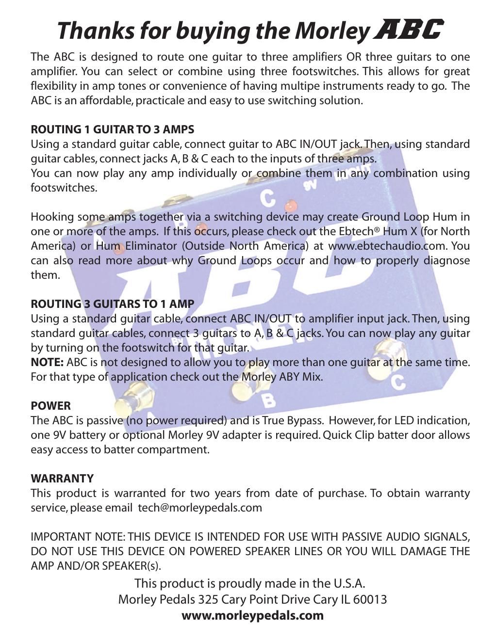 morley abc selector combiner manual