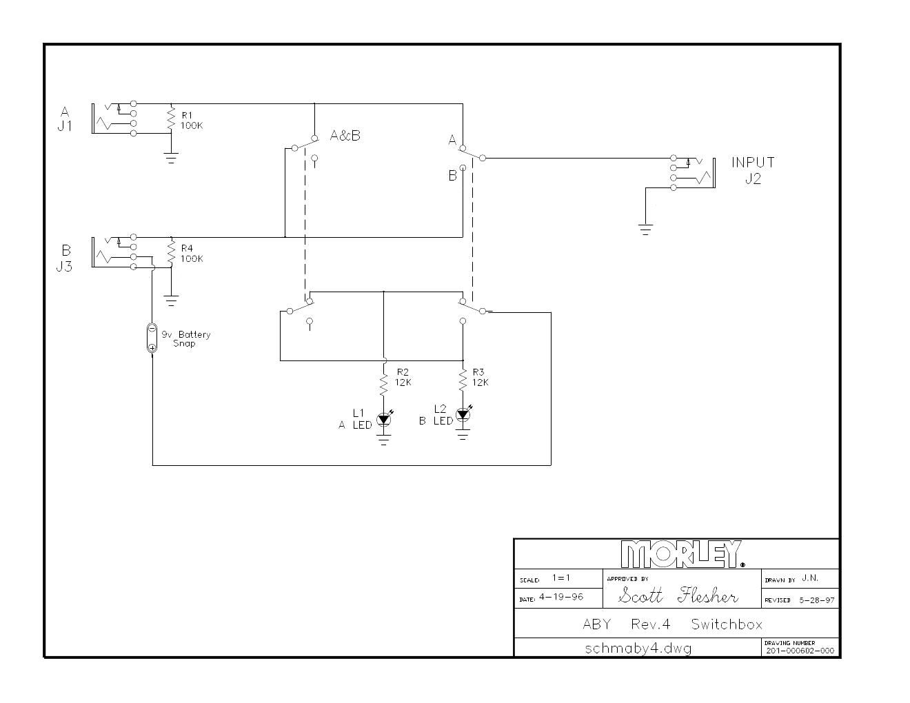 Morley ABY Switchbox Rev 4 Schematic