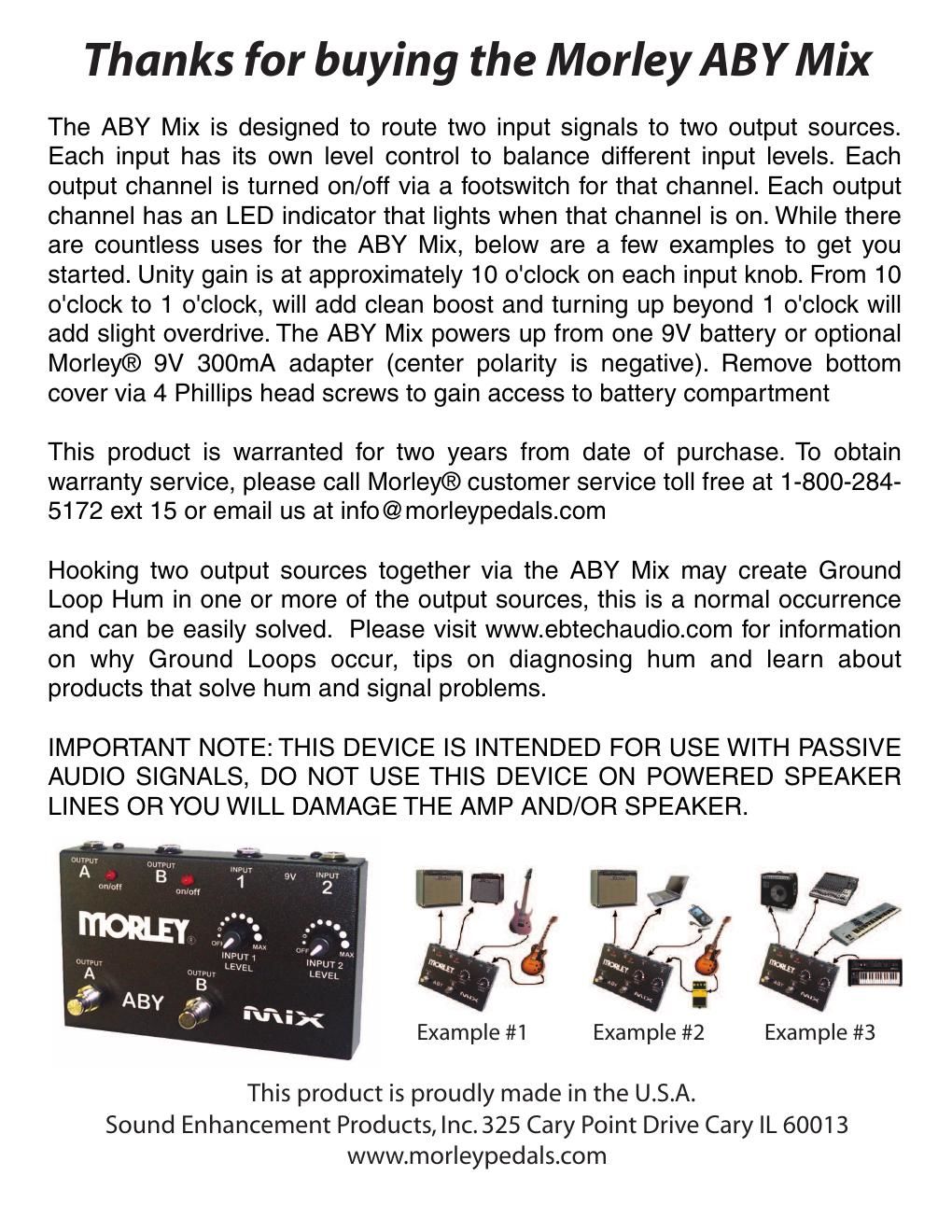 morley aby mix manual