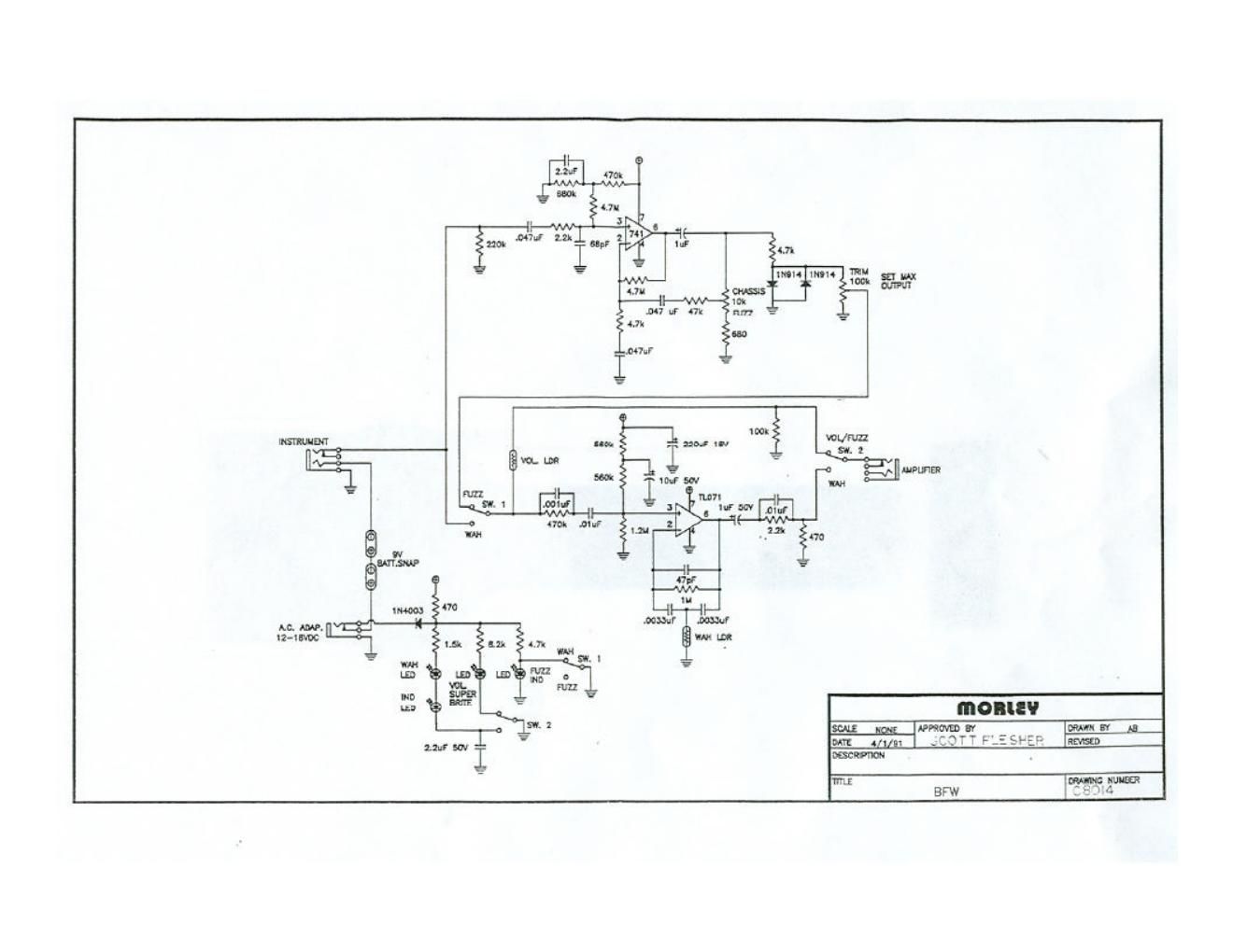 Morley BFW Fuzz Wah Schematic