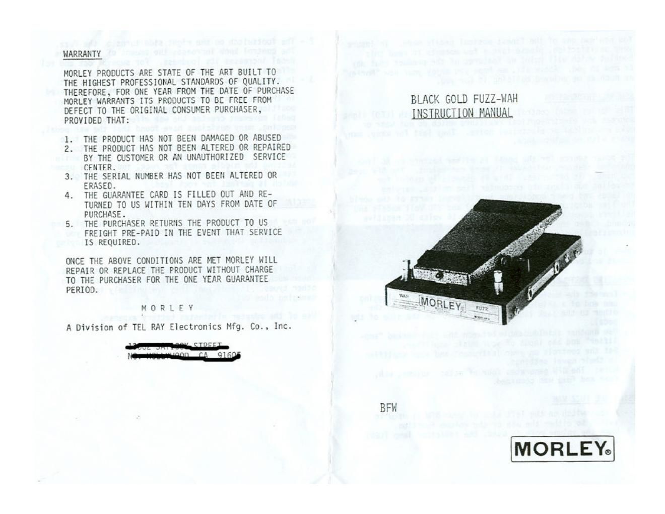 morley bfw fuzz wah instruction manual