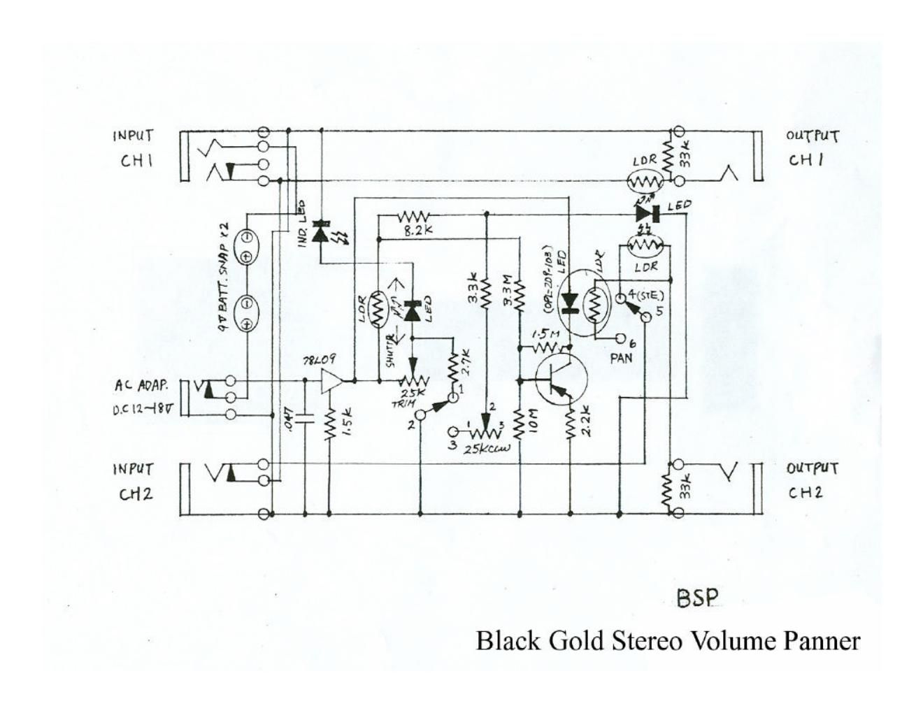 Morley BSP Stereo Volume Panner Schematic