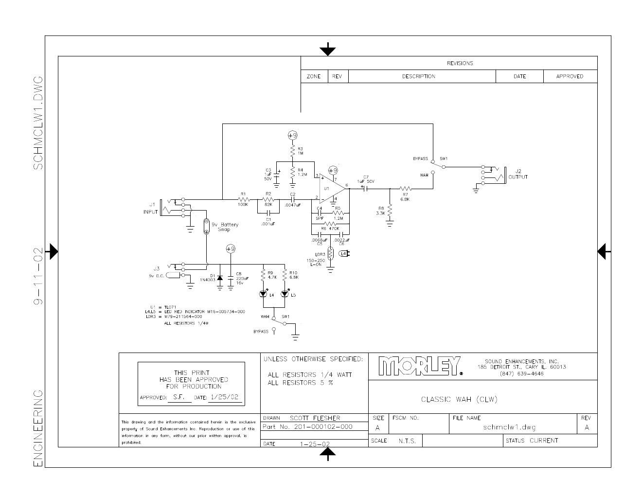 Morley CLW Classic Wah Schematic