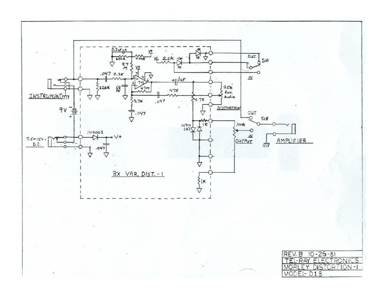 Morley D1B Distortion 1 Schematic