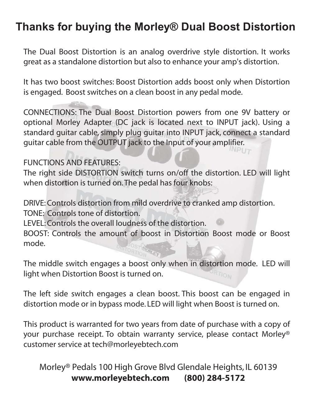 morley dual boost distortion mdb2 manual