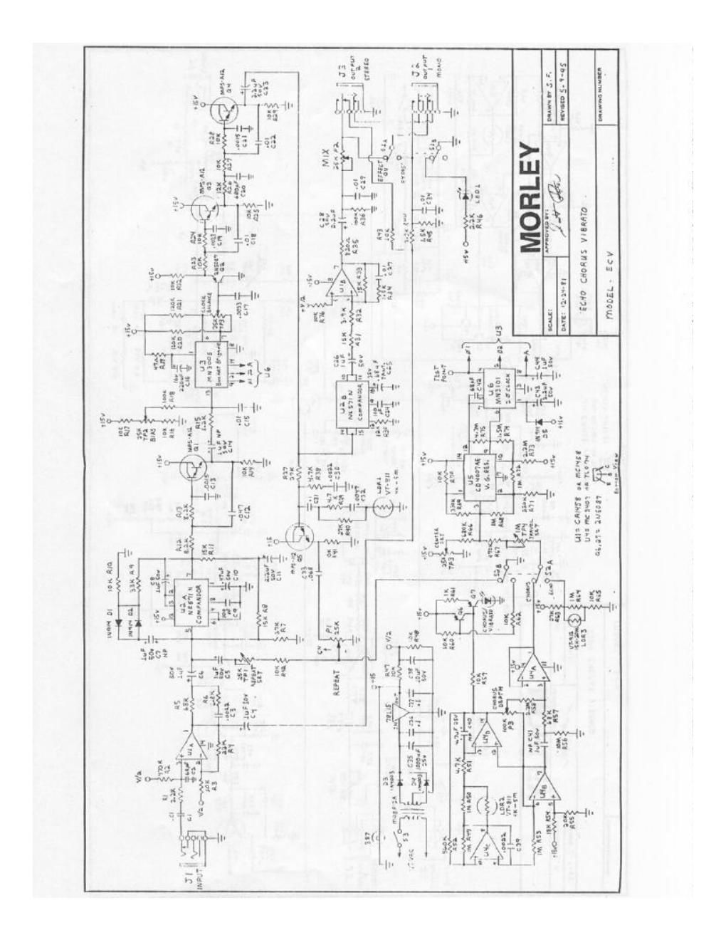 Morley ECV Echo Chorus Vibrato Schematic