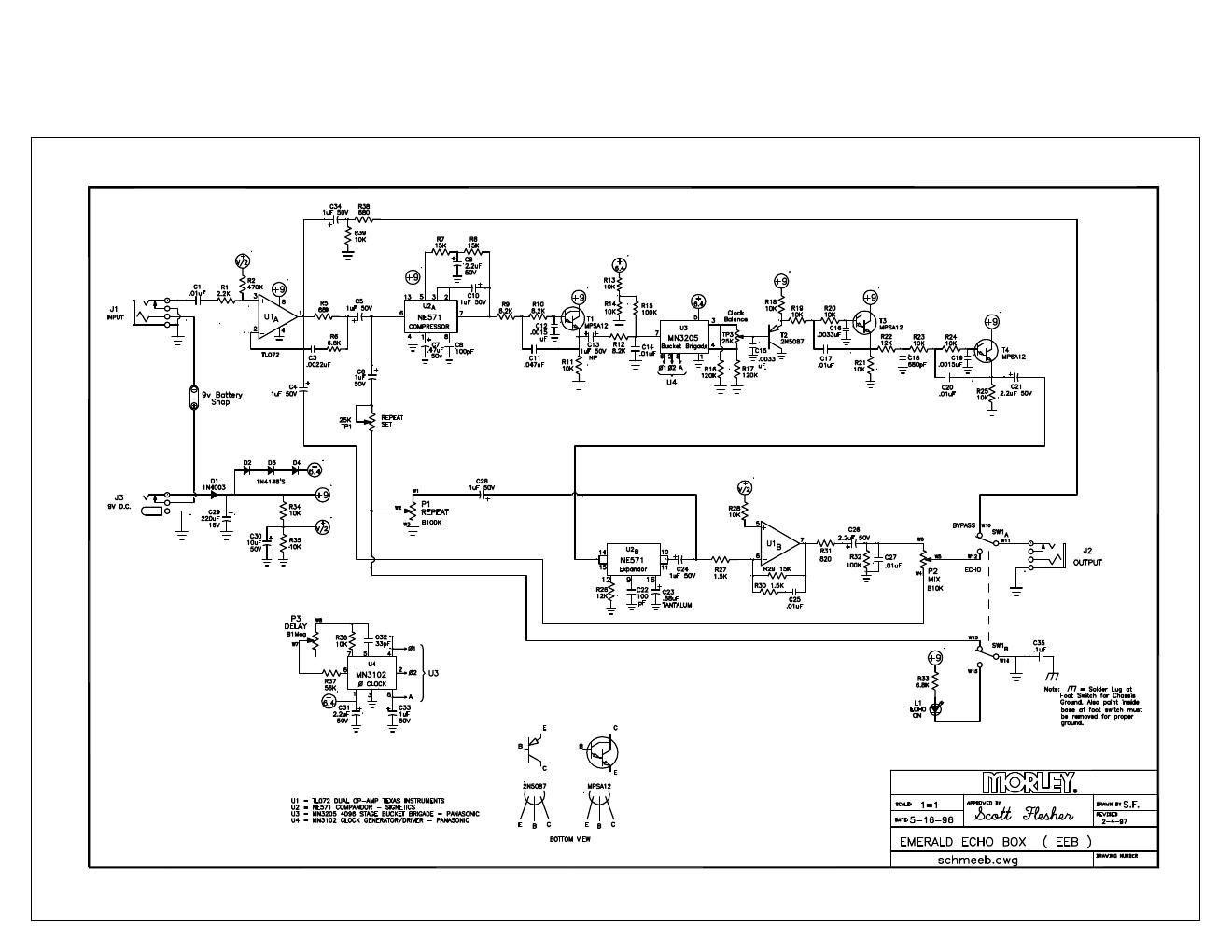 Morley EEB Emerald Echo Box Schematic