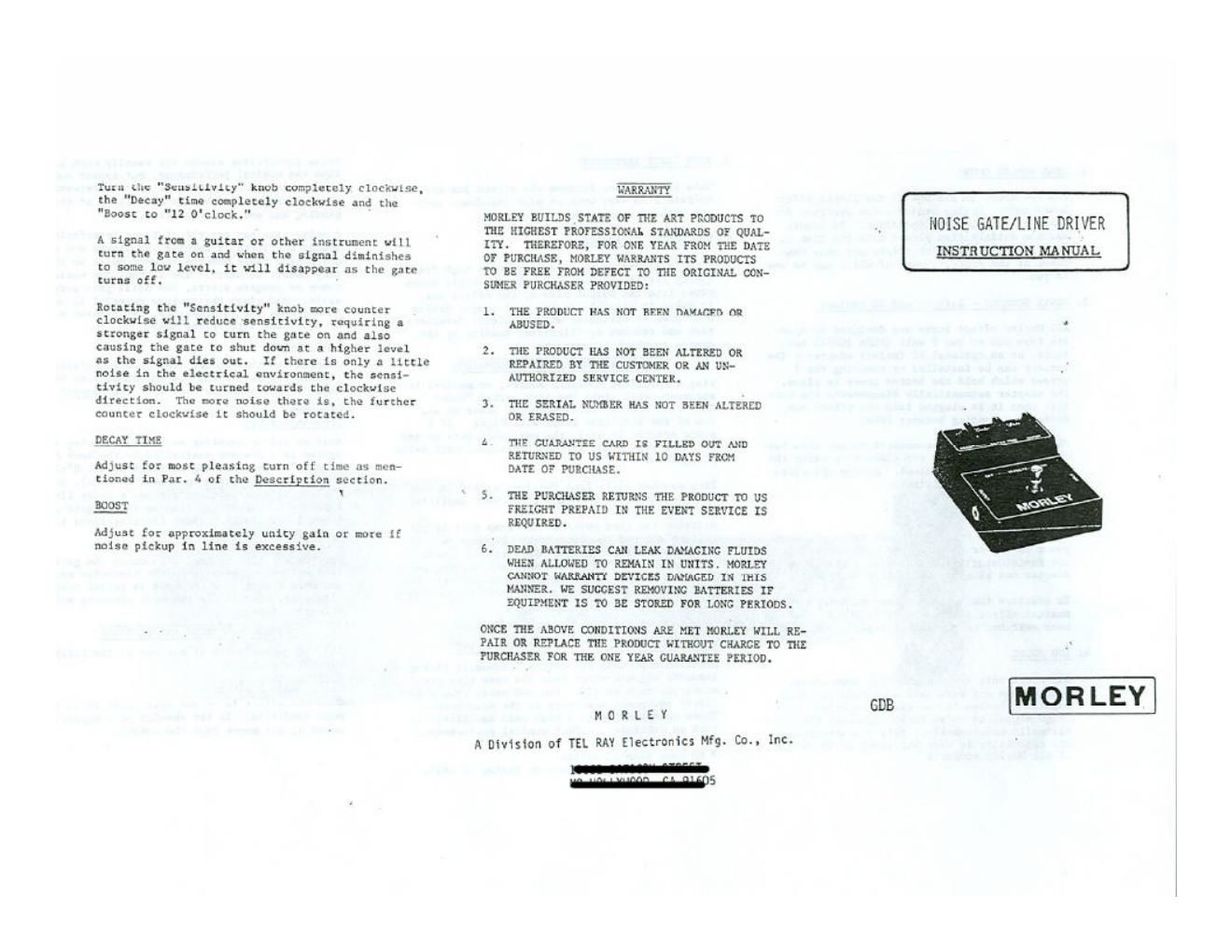 morley gdb noise gate line driver