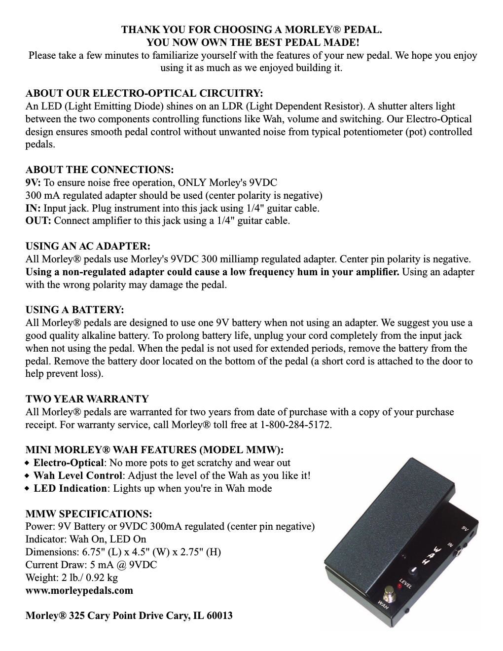 morley mini wah manual