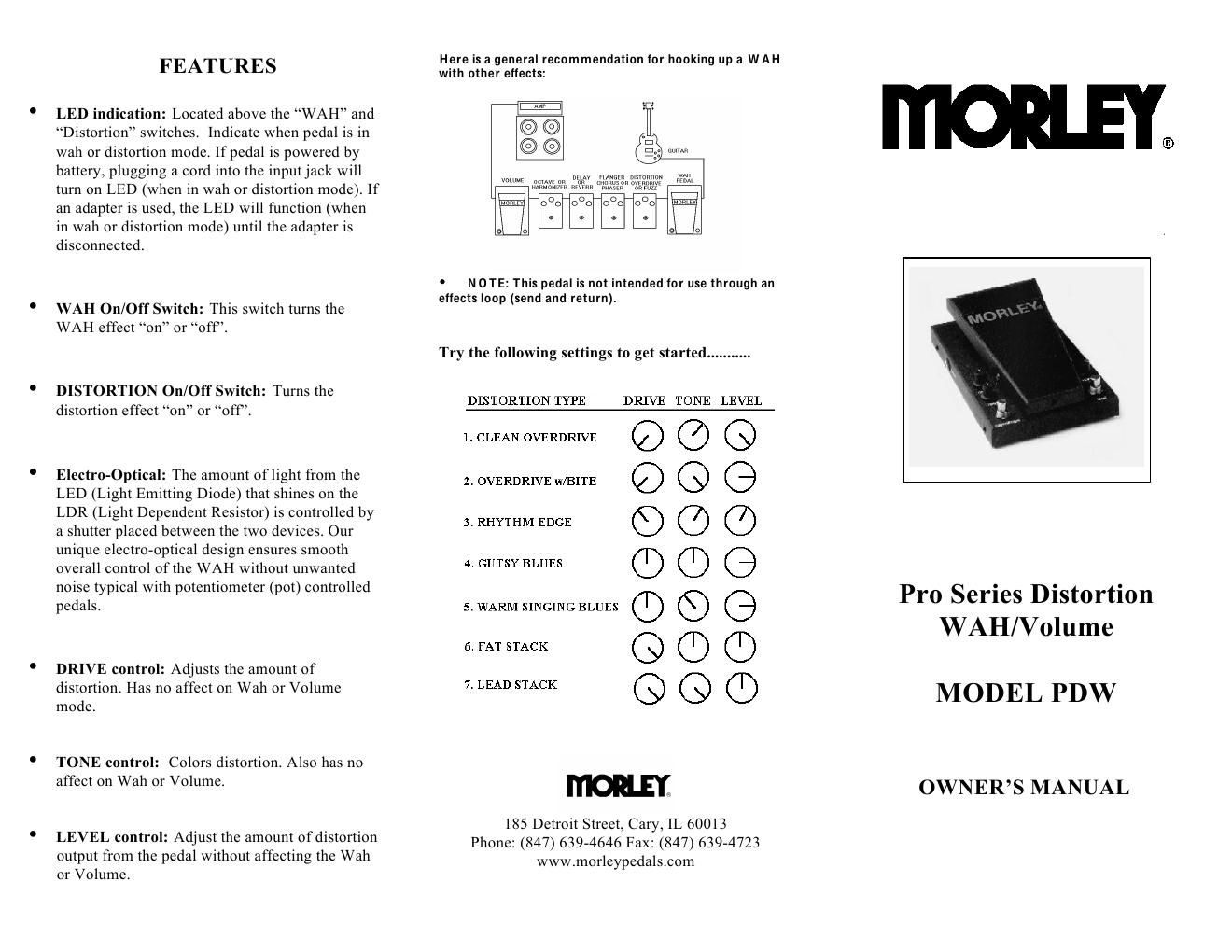 morley pdw pro series distortion wah volume