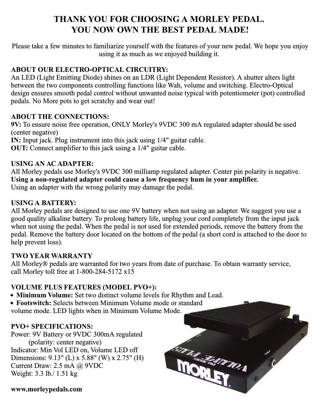 morley pro series ii volume plus pvomanual
