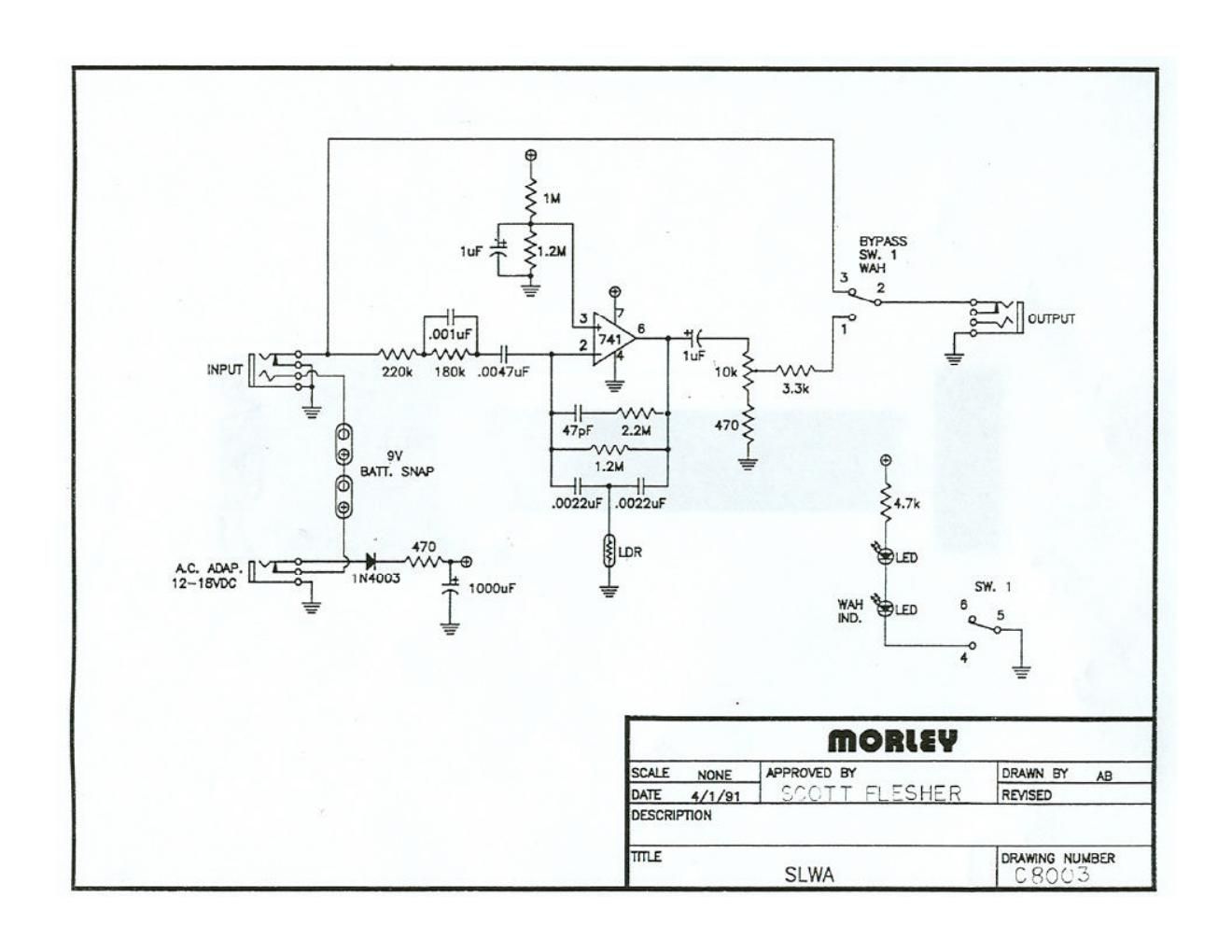 Morley SLWA Wah Volume Schematic