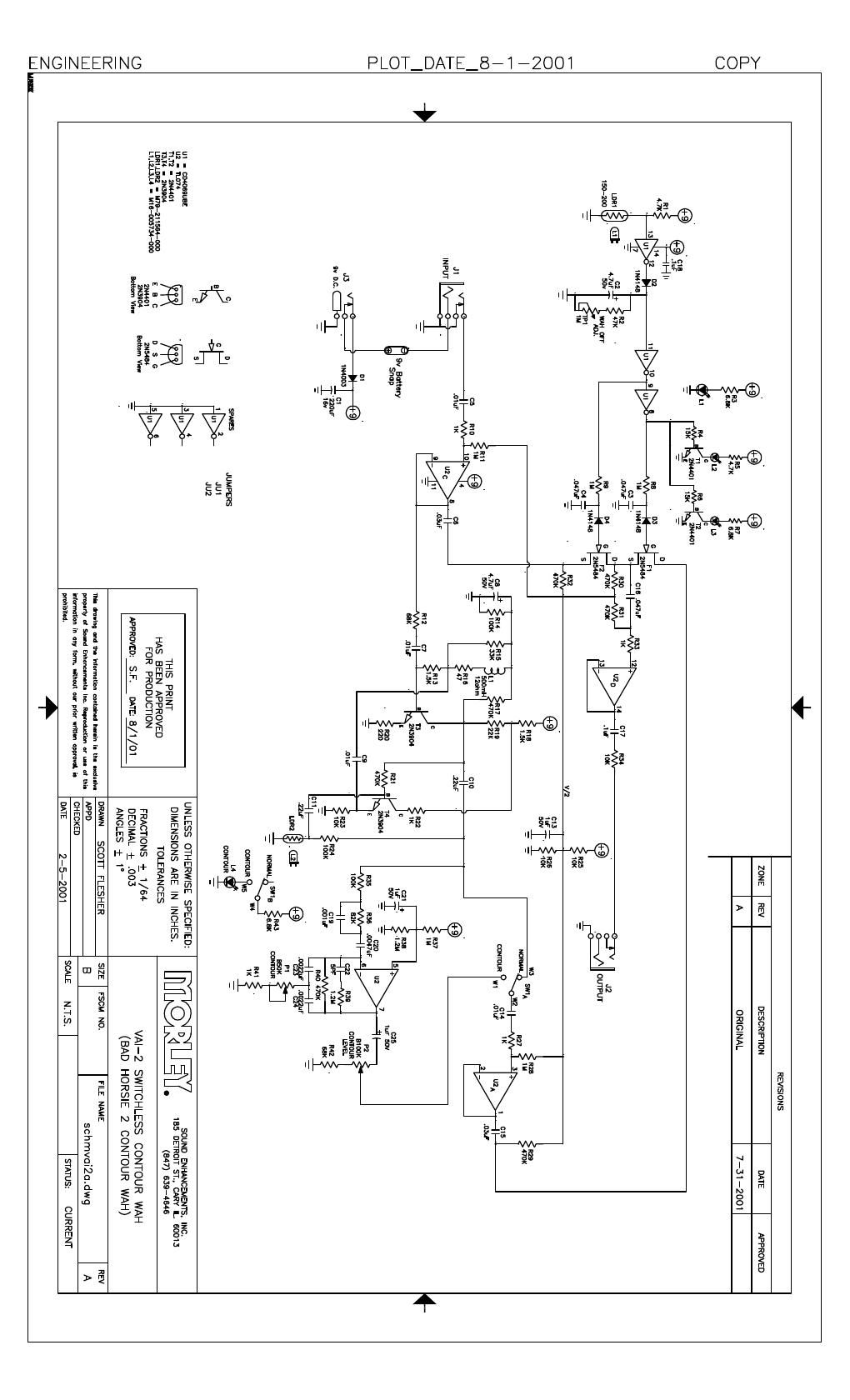 Morley Steve Vai Bad Horsie 2 Contour Wah Schematic