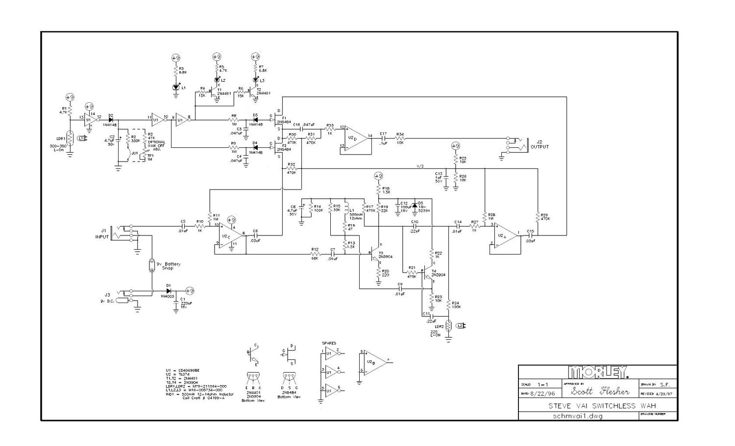 Morley Steve Vai Bad Horsie Wah Schematic