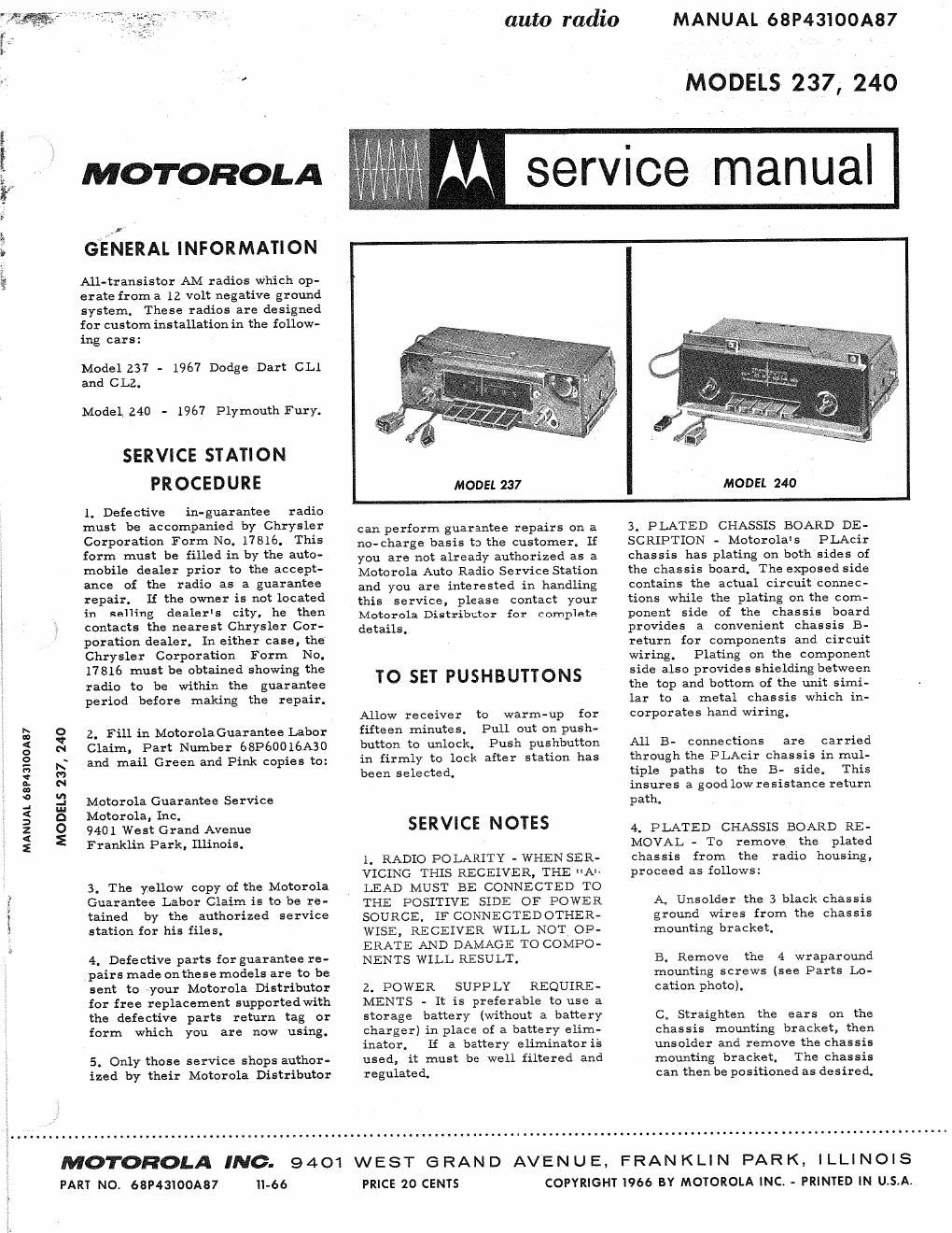 motorola 237 service manual