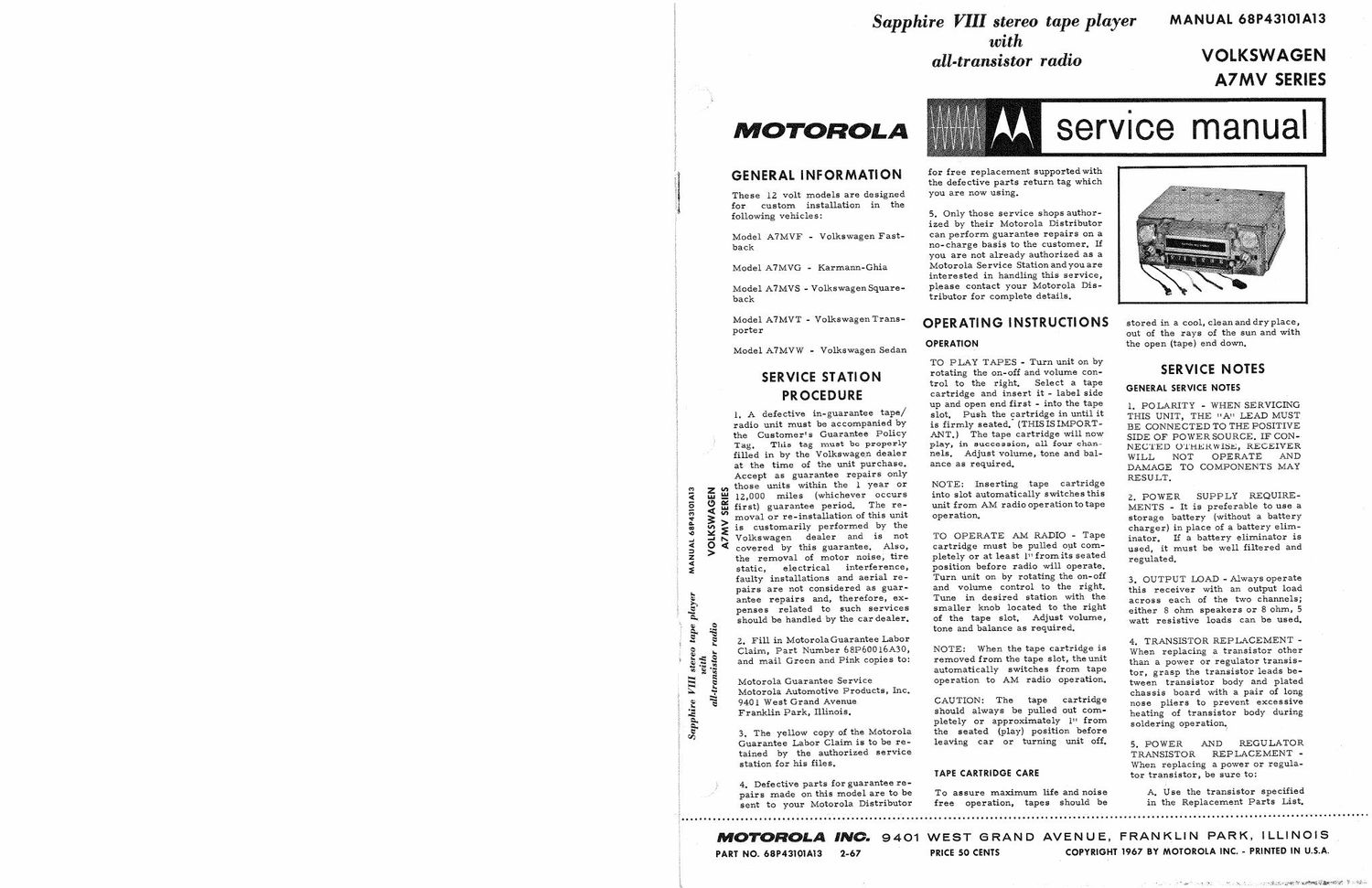 motorola a 7 mv service manual