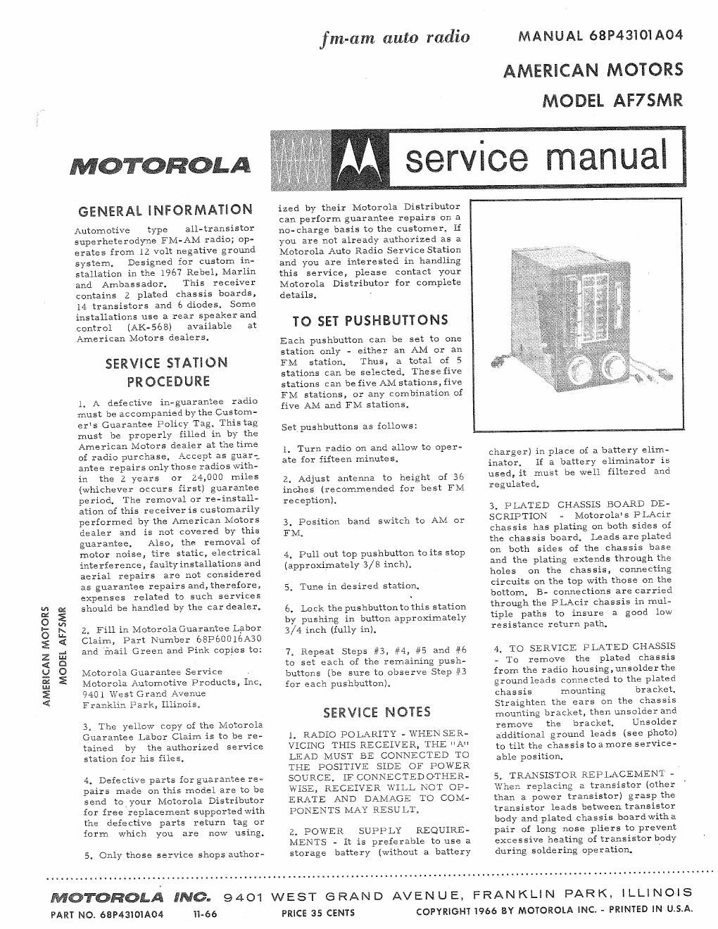 motorola af 7 smr service manual