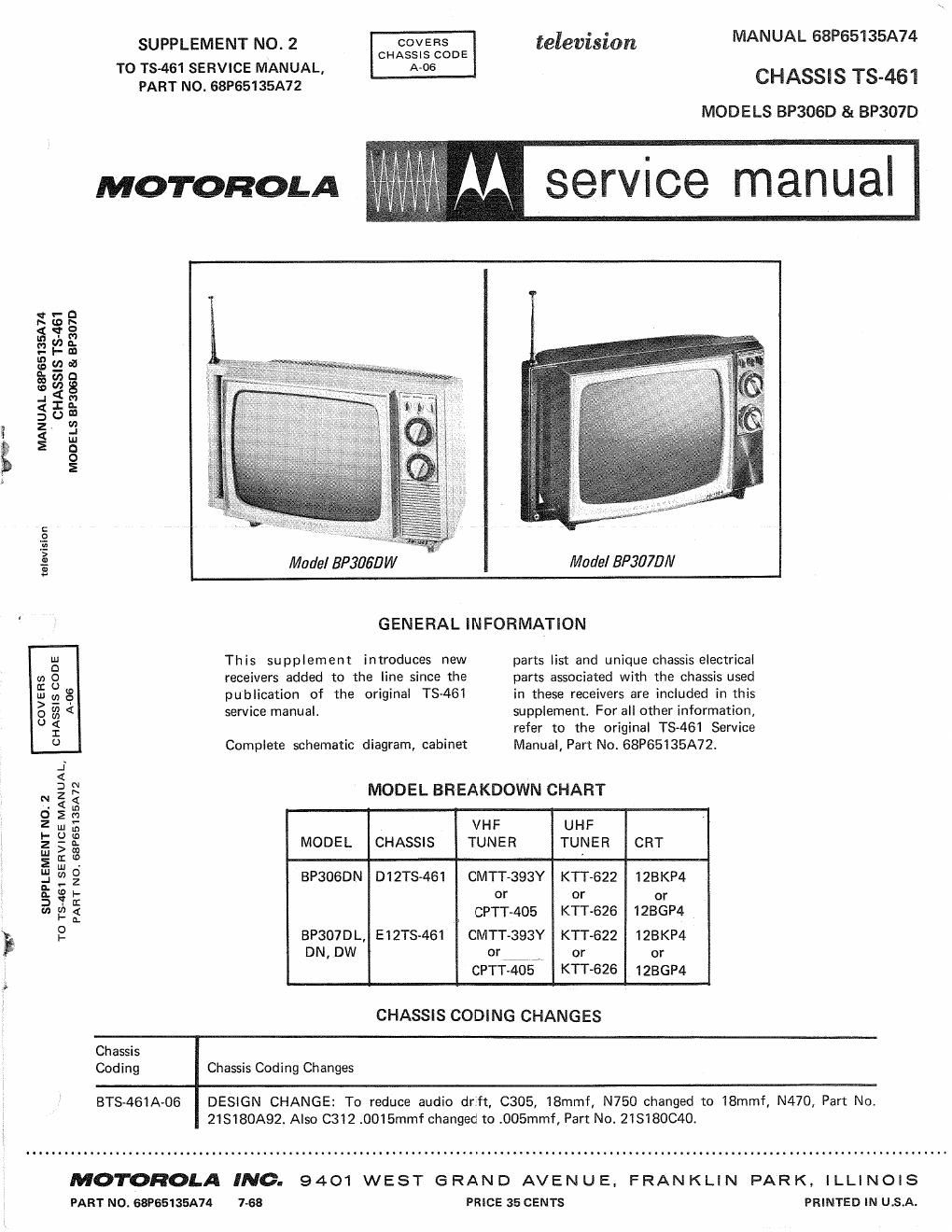motorola bp 306 d service manual
