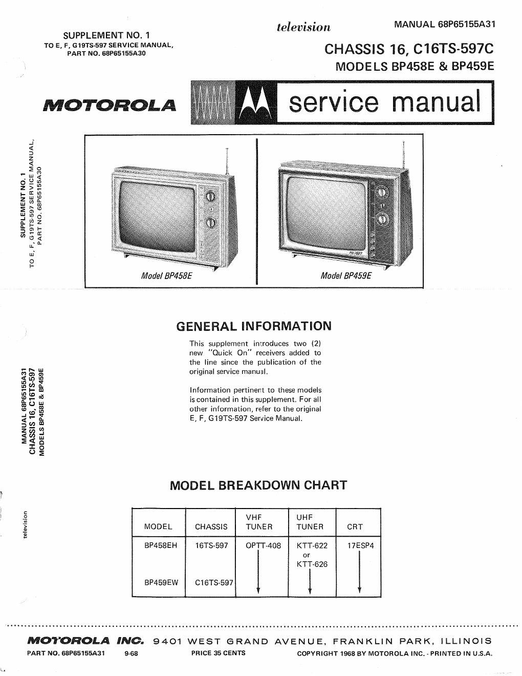 motorola bp 458 e service manual