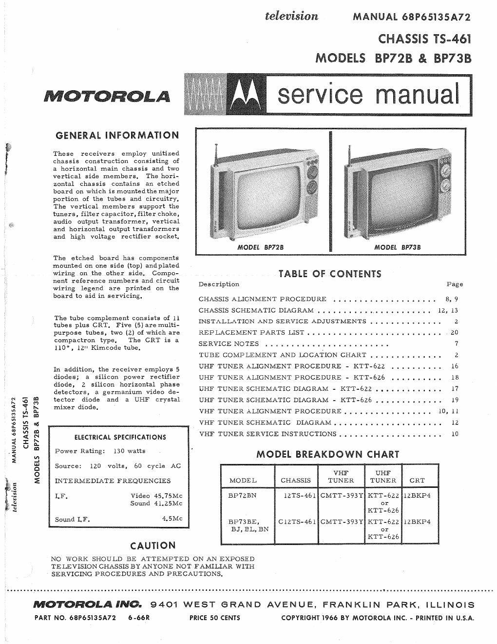 motorola bp 72 b service manual