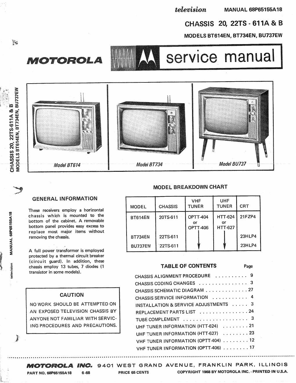 motorola bu 737 ew service manual